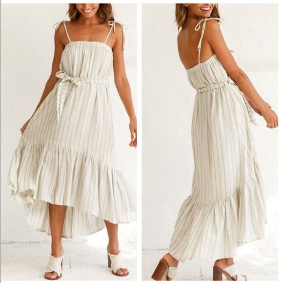 Hello Molly Dresses & Skirts - NWT Indikah by Angel Biba tied shoulder tent trapeze striped midi dress